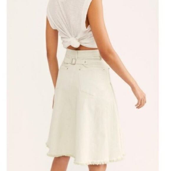 Free People Mint Green Peyton Distressed Denim Skirt - Picture 9 of 9